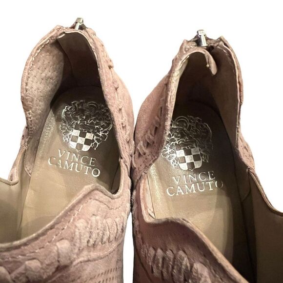 Vince Camuto Perforated Suede Ankle Booties Palmina Beige Size 6 - Picture 7 of 7